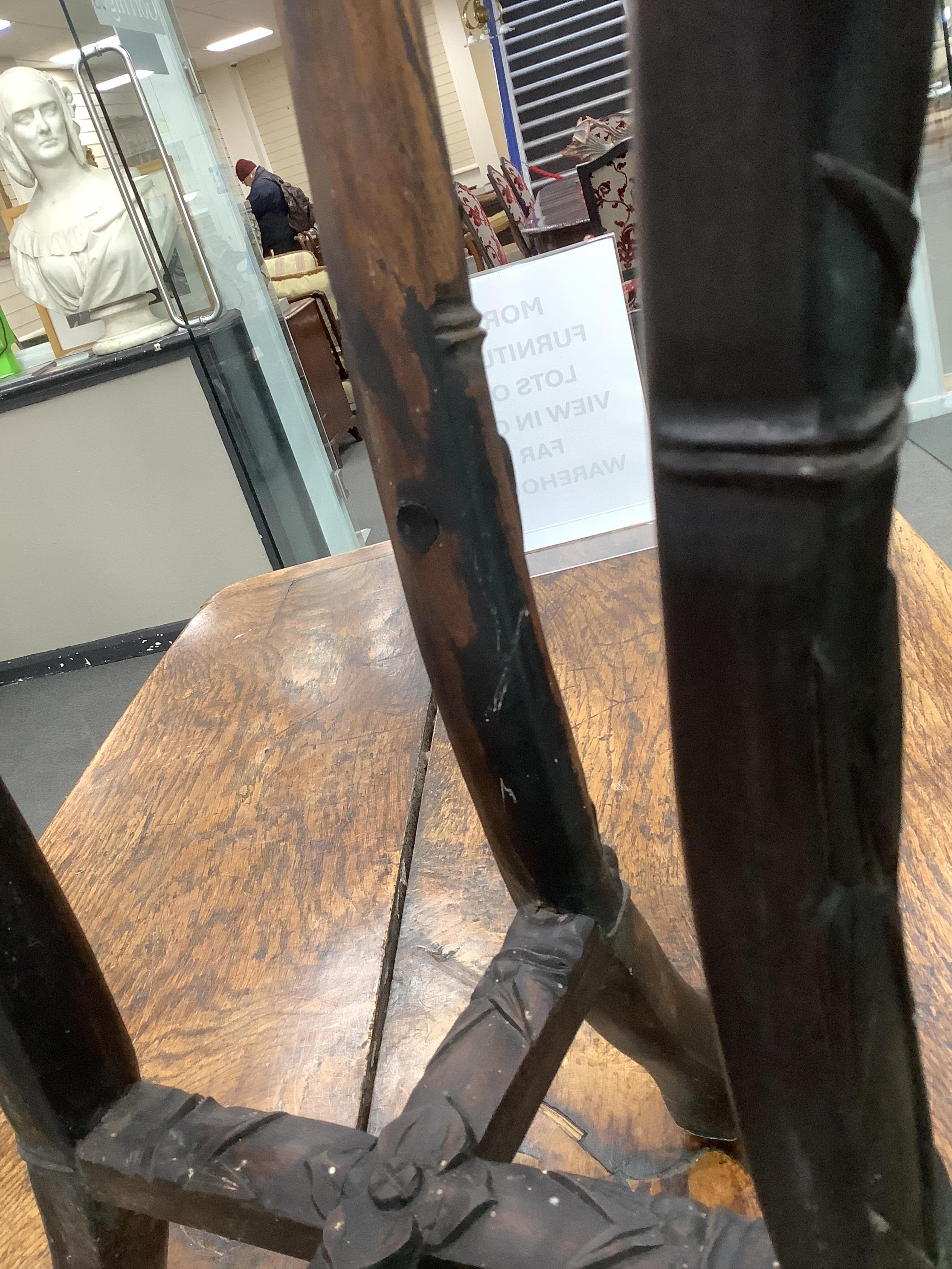 A Chinese carved hardwood marble top vase stand, height 92cm